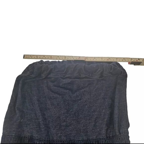 Vintage Women's Strapless Romper With Side Pockets Elastic Small Navy Blue Nana - Picture 8 of 9